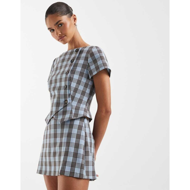 ASOS DESIGN tailored pelmet mini skort in check-Blue