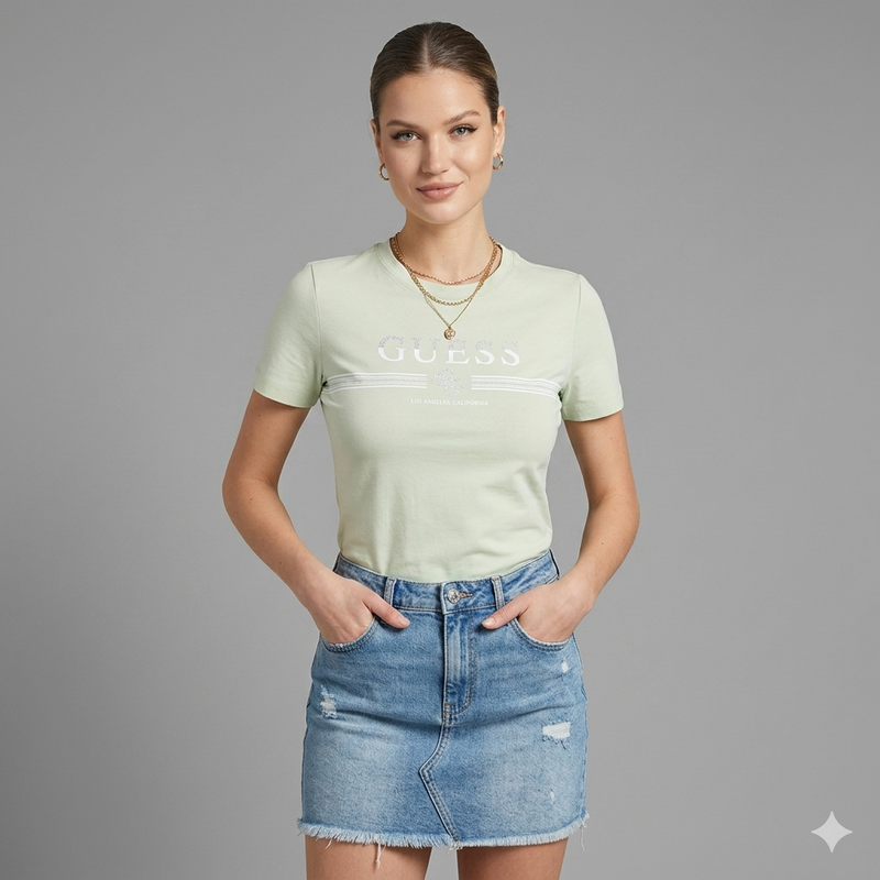Guess siena ss cn t-shirt THERMAL GREEN