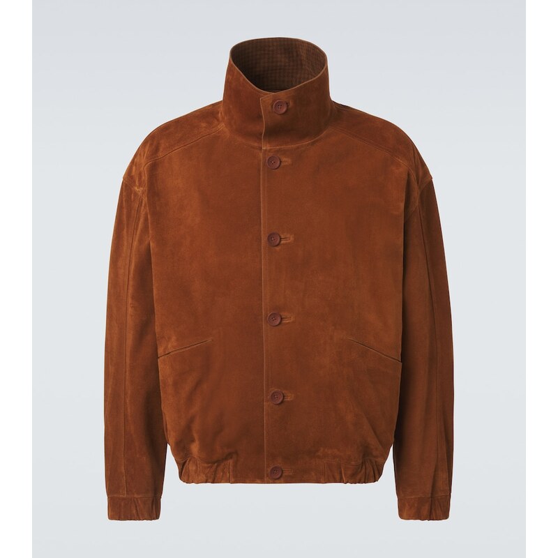 Pánská suede bomberka Zegna, modrá barva