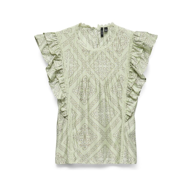 VERO MODA Halenka VMBLISS olivová / pastelově zelená / offwhite