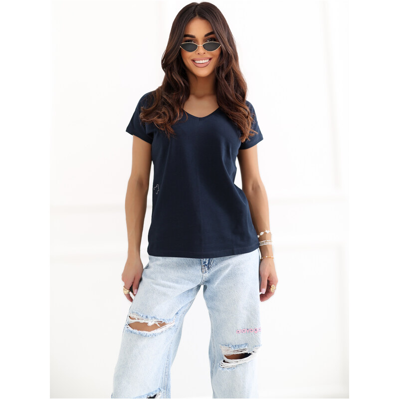BASIC Dámské tmavě modré tričko -dark blue Tmavě modrá 52264600