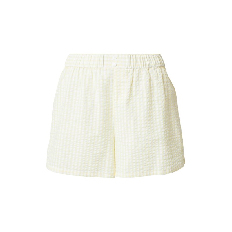 Hunkemöller Pyžamové kalhoty Seersucker světle žlutá / bílá