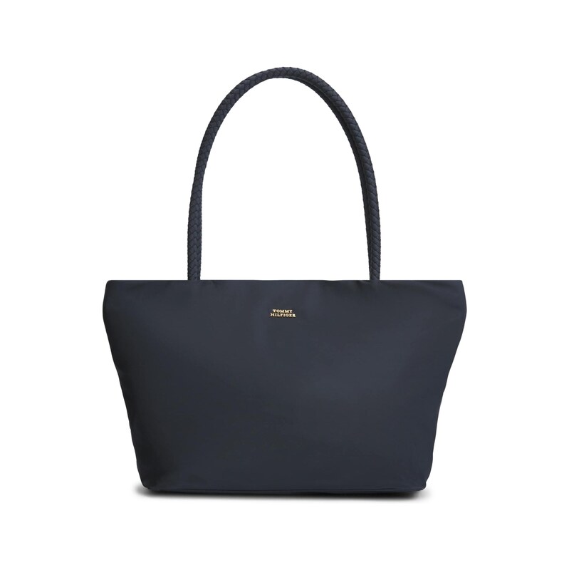 TOMMY HILFIGER Nákupní taška Braided Handle Hobo Tote černá