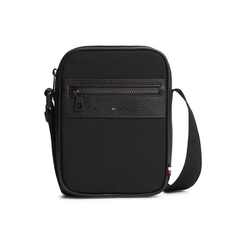 TOMMY HILFIGER Taška přes rameno Logo Mixed Texture černá