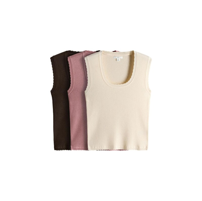 The Set Top krémová / hnědá / růžová