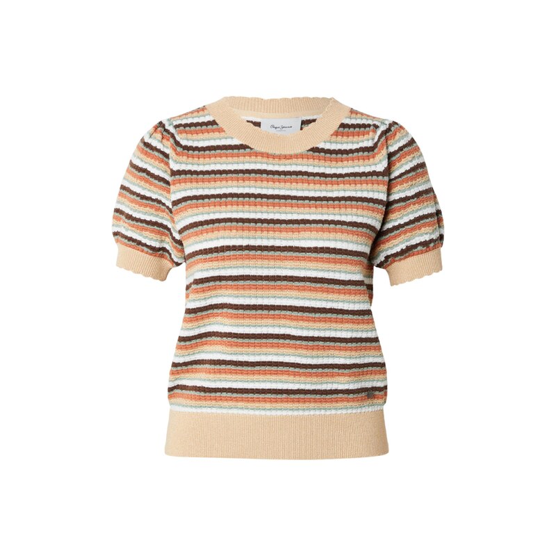 Pepe Jeans Svetr Kamia béžová / tmavě hnědá / pastelově zelená / bílá 115223193
