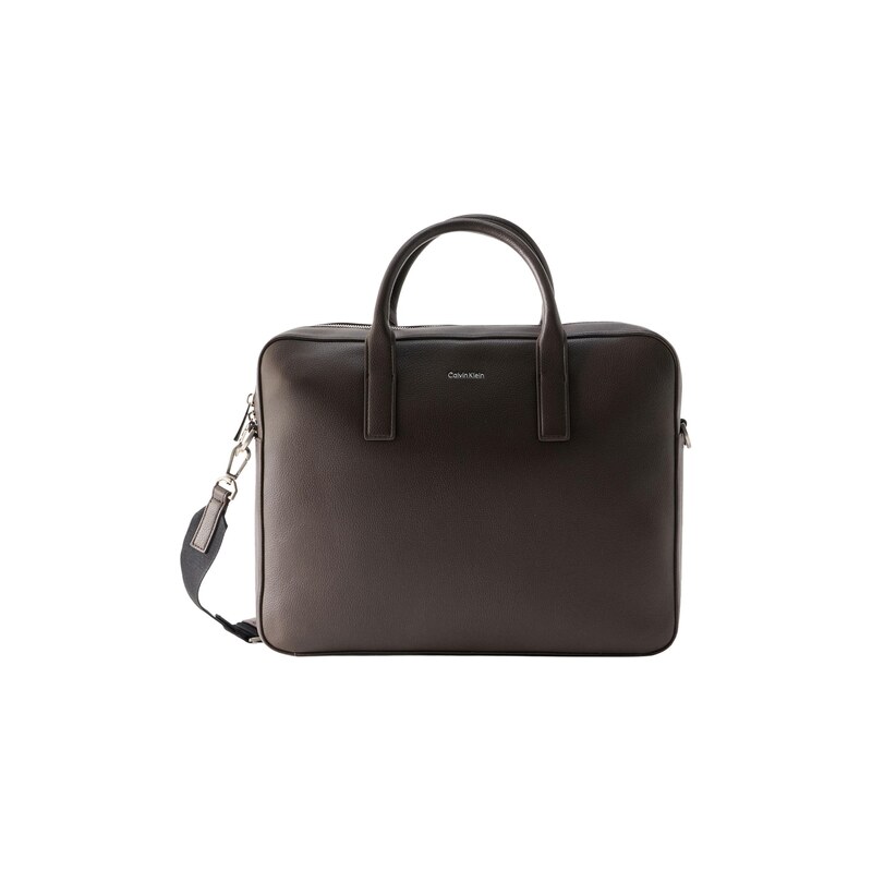 Calvin Klein Taška na notebook Metal Logo tmavě hnědá