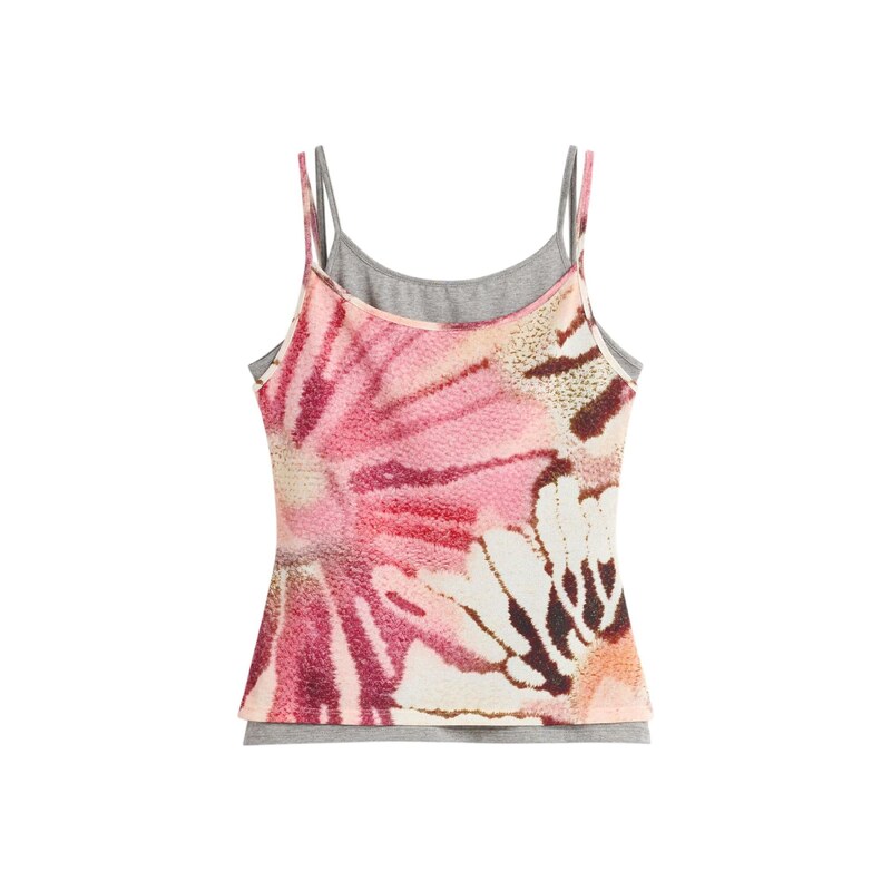 Desigual Top hnědá / pink / červená / bílá