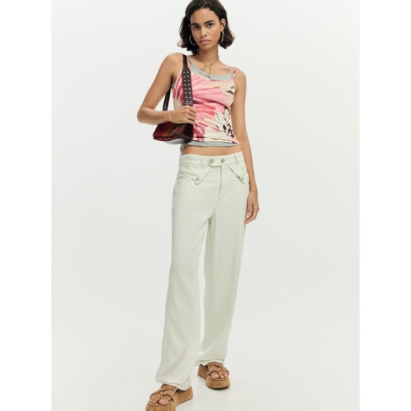 Desigual Top hnědá / pink / červená / bílá