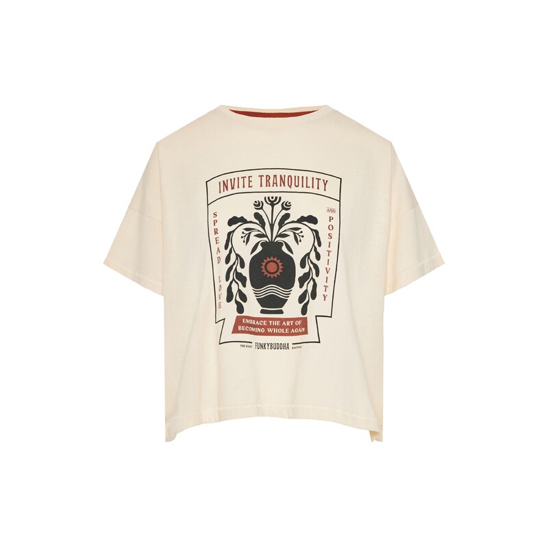Funky Buddha Tričko krémová / rezavě červená / černá 115225377