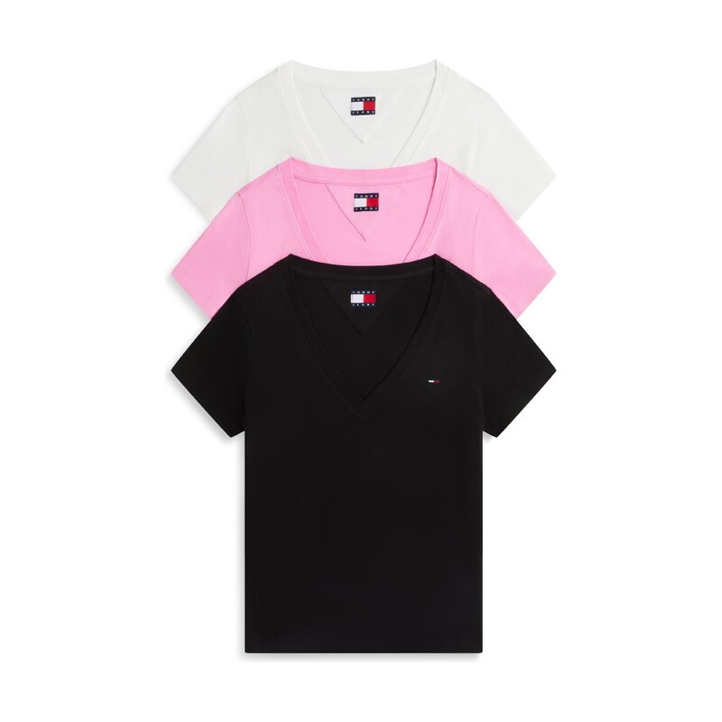 Tommy Jeans Tričko režná / růžová / černá