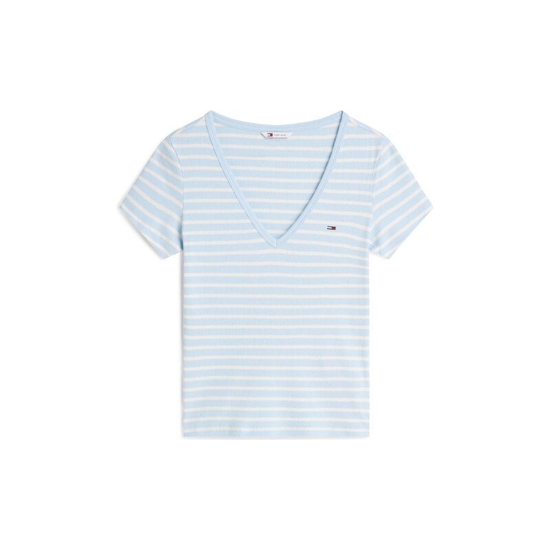 Tommy Jeans Tričko Low světlemodrá / bílá