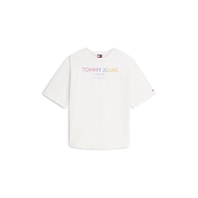 Tommy Jeans Tričko nebeská modř / žlutá / růžová / bílá