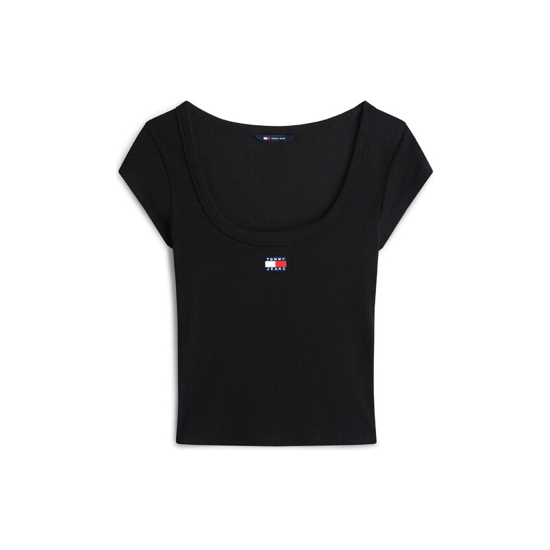 Tommy Jeans Tričko Tommy Badge Slim černá