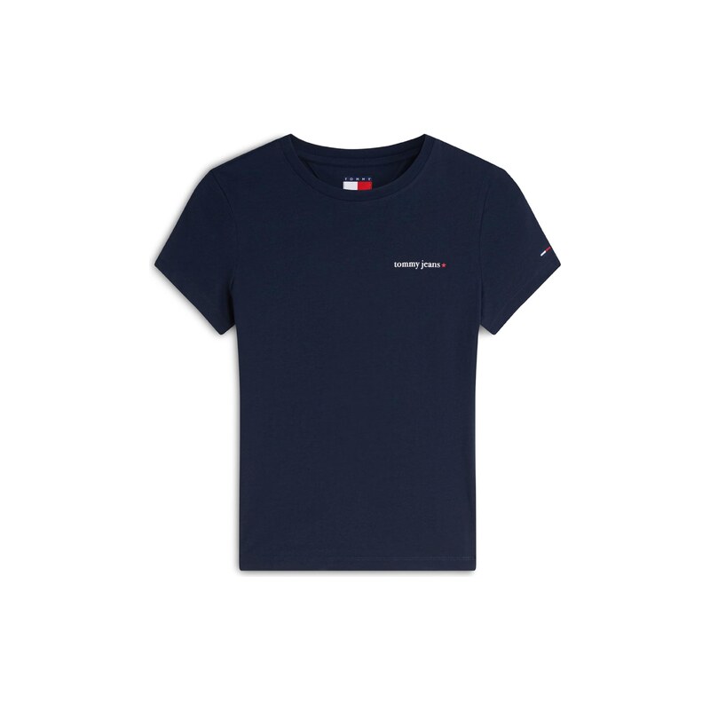 Tommy Jeans Tričko Logo Slim námořnická modř / bílá