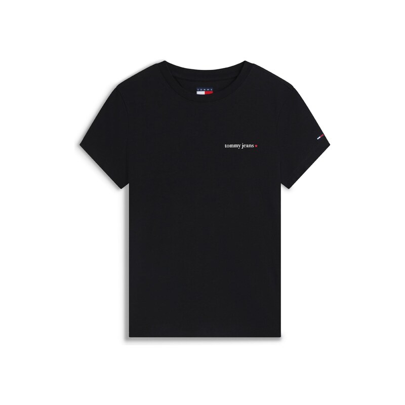 Tommy Jeans Tričko Logo Slim černá / bílá