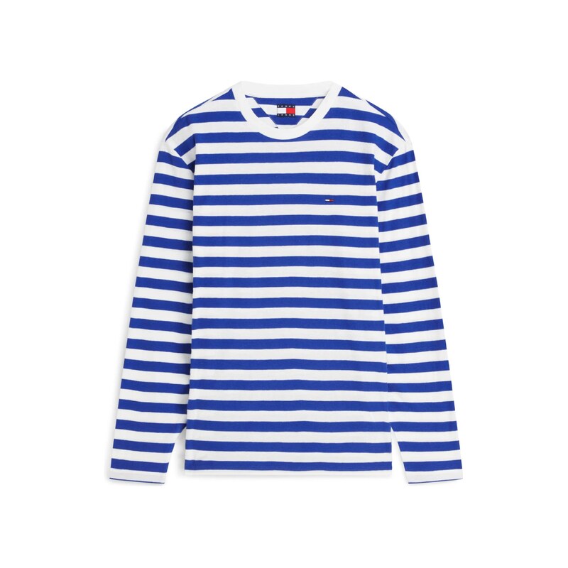 Tommy Jeans Tričko Tommy Flag Stripe Long Sleeve kobaltová modř