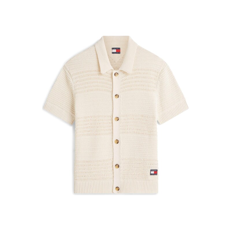Tommy Jeans Kardigan Tommy Badge Woven Short Sleeve krémová