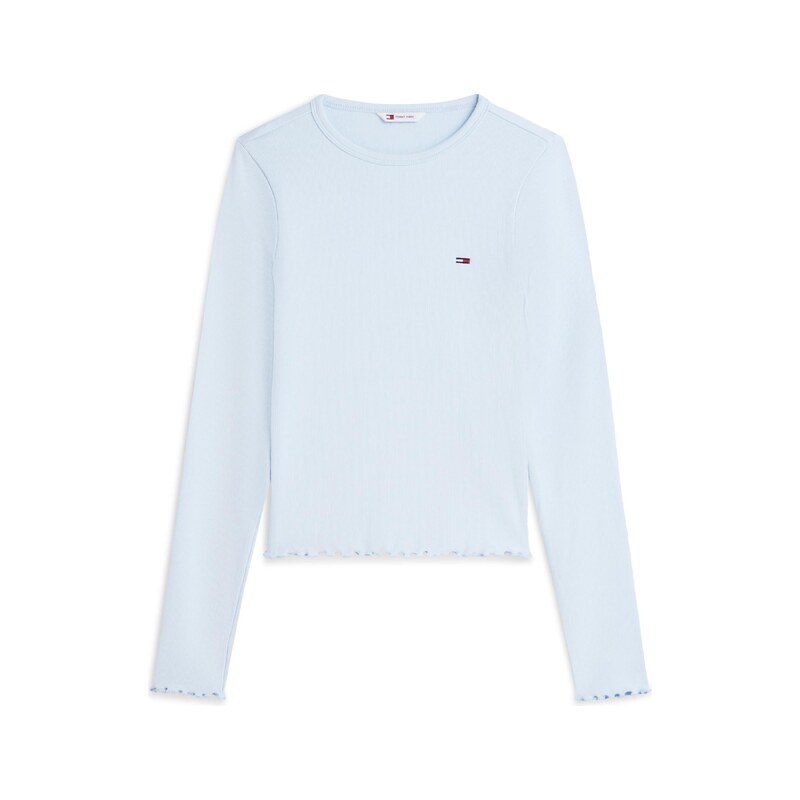 Tommy Jeans Tričko Ruffle Slim Long Sleeve nebeská modř