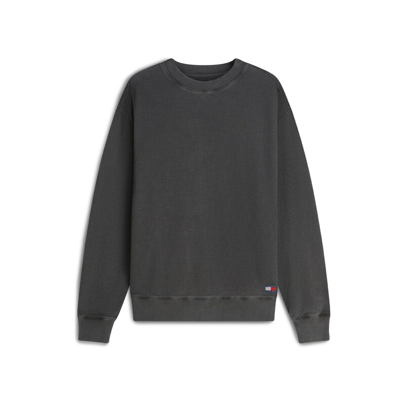 Tommy Jeans Mikina Waffle Relaxed černá