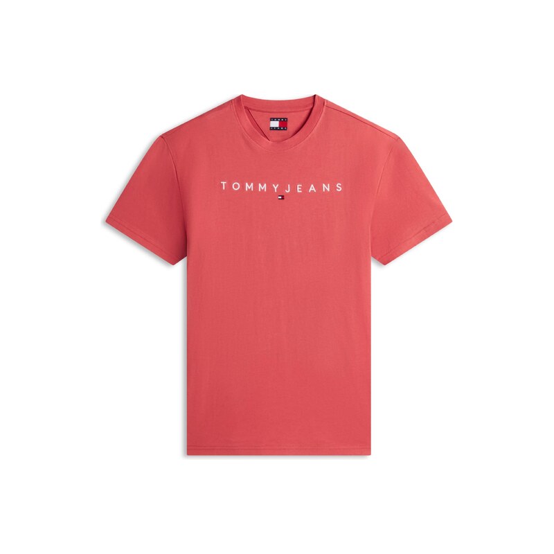 Tommy Jeans Tričko Linear Logo světle červená / bílá