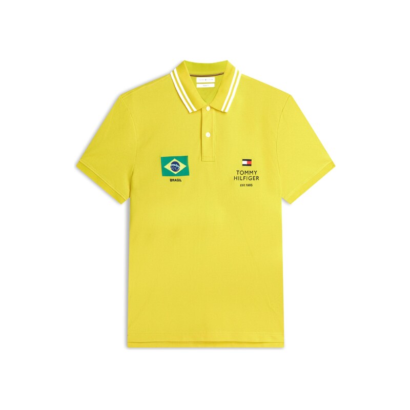 TOMMY HILFIGER Tričko Regular Fit světle žlutá / jedle / jasně