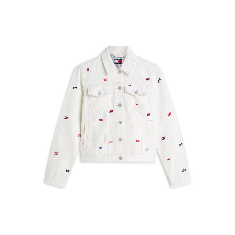 Tommy Jeans Přechodná bunda námořnická modř / červená / bílá džínovina 115226117