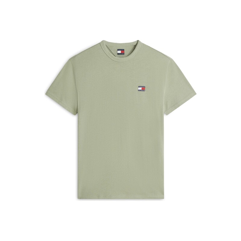 Tommy Jeans Tričko Tommy Badge světle zelená / jasně červená /