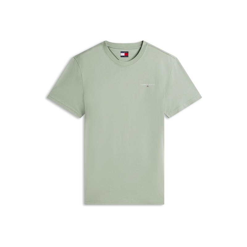Tommy Jeans Tričko 'Linear Logo Slim' pastelově zelená