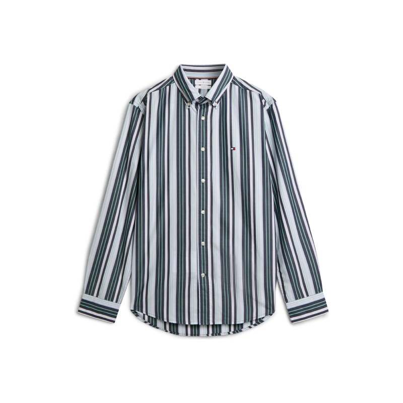 TOMMY HILFIGER Košile Regular Fit Multicolour Stripe smaragdová