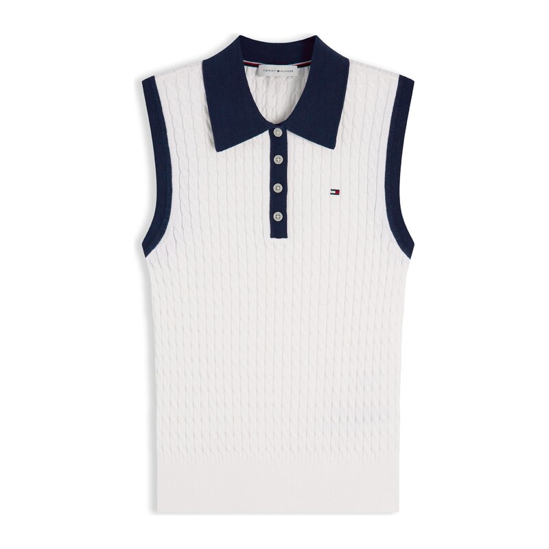 TOMMY HILFIGER Kardigany Cable Slim Sleeveless slonová kost /