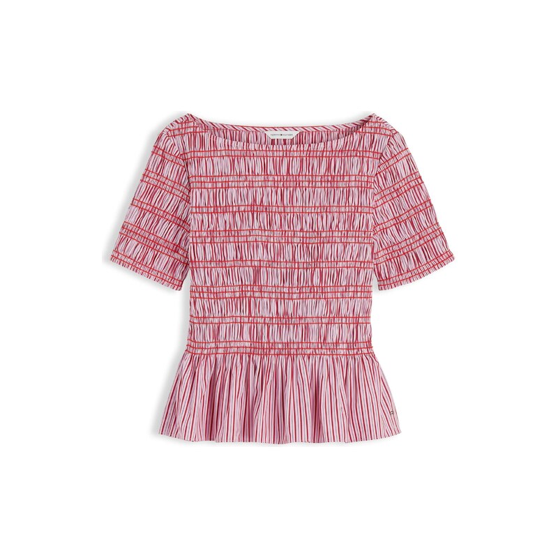 TOMMY HILFIGER Halenka 'Smock Stripe Ruffle' antracitová / růžová / tmavě růžová
