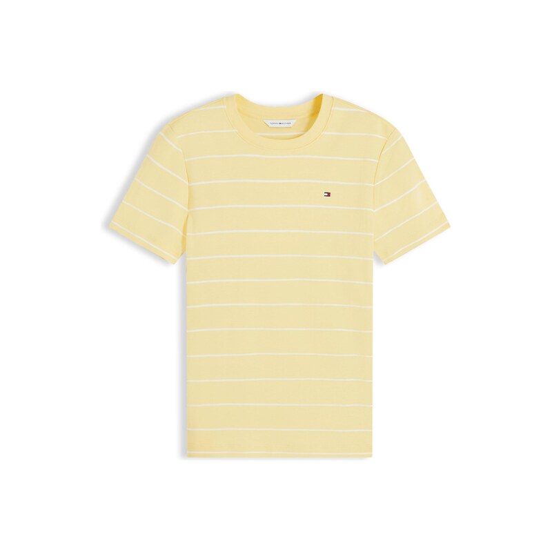 TOMMY HILFIGER Tričko Flag Embroidery Slim světle žlutá / bílá