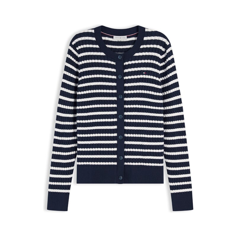 TOMMY HILFIGER Kardigan 'Mini Cable' námořnická modř / bílá