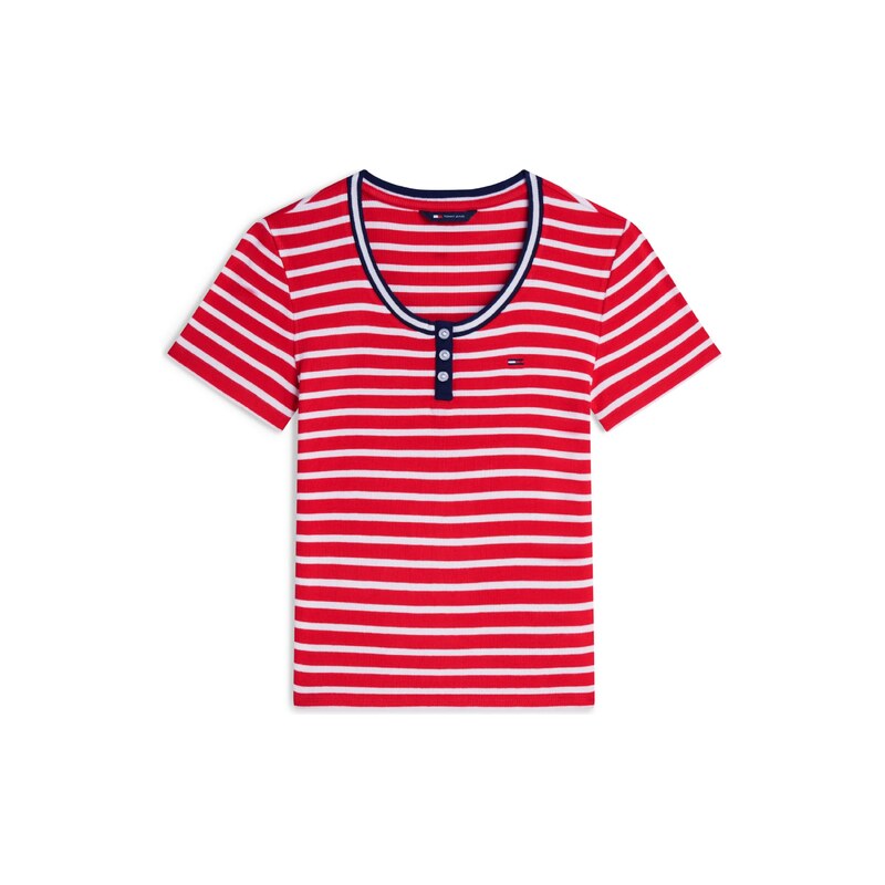 Tommy Jeans Tričko Slim červená / bílá