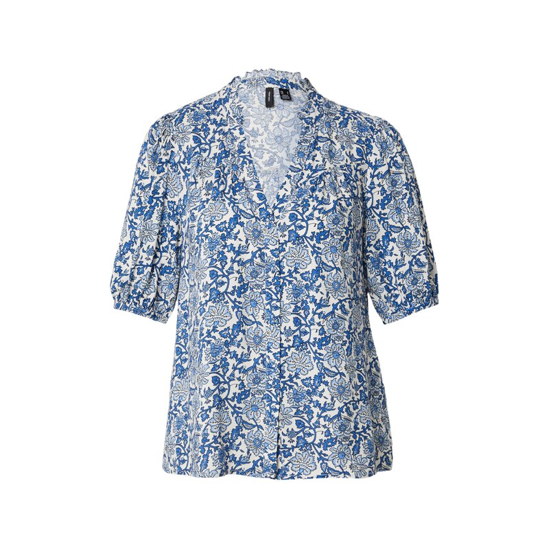 VERO MODA Halenka VMEASY JOY režná / modrá / světlemodrá