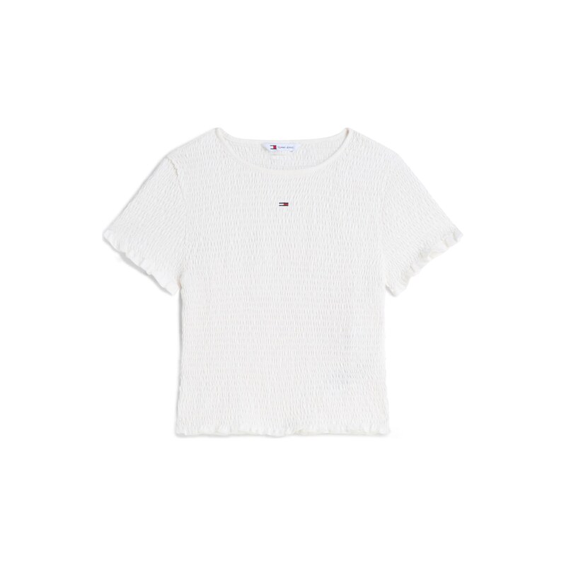Tommy Jeans Tričko Smock Flag Embroidery Slim bílá