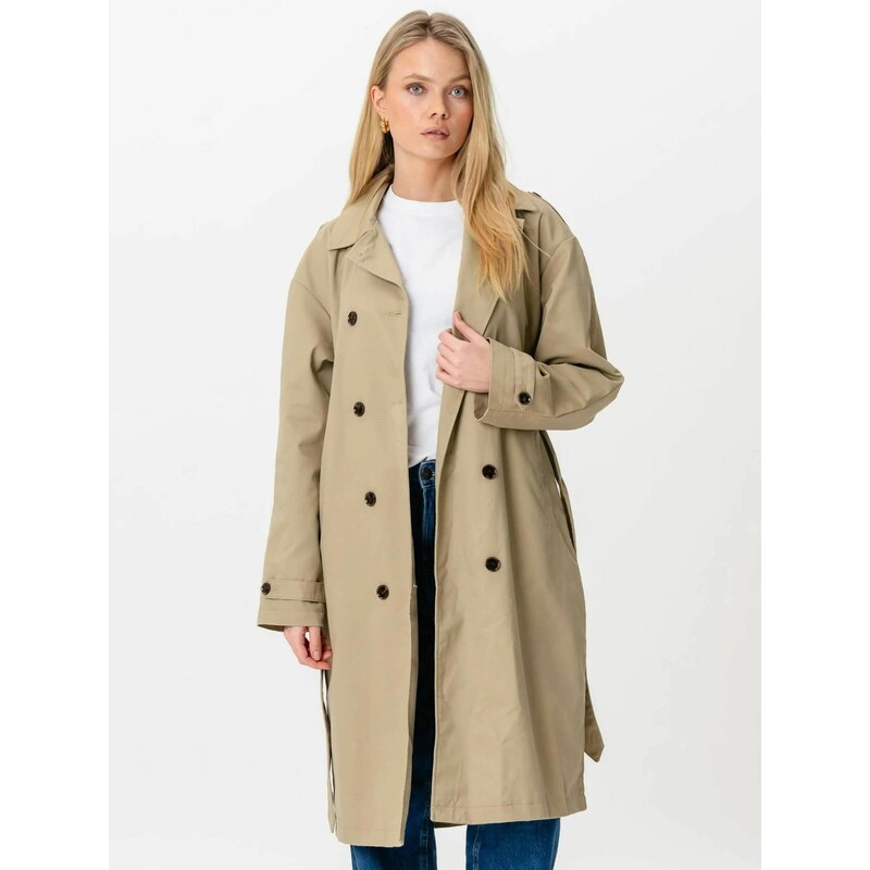 TEESHOPPEN Přechodný kabát Linea Trenchcoat béžová 115223945