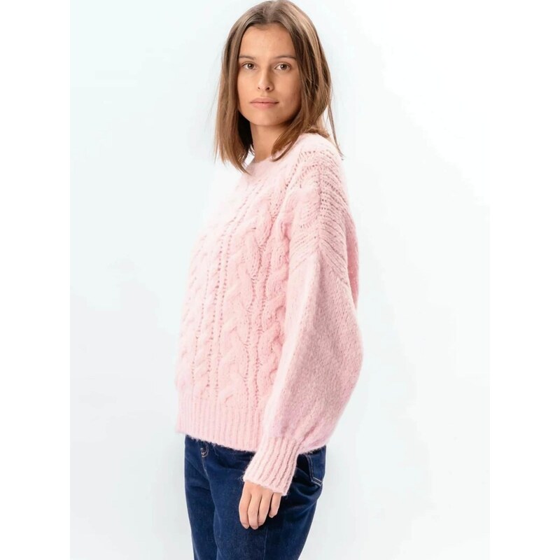 TEESHOPPEN Svetr  Emma Cable  růžová