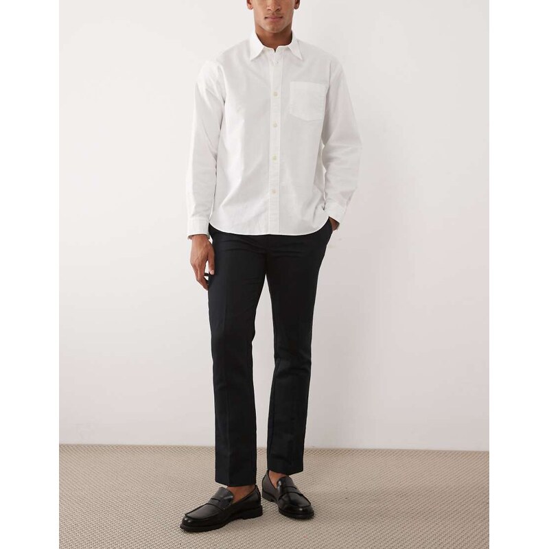 ASOS DESIGN tailored linen rich slim trousers in black