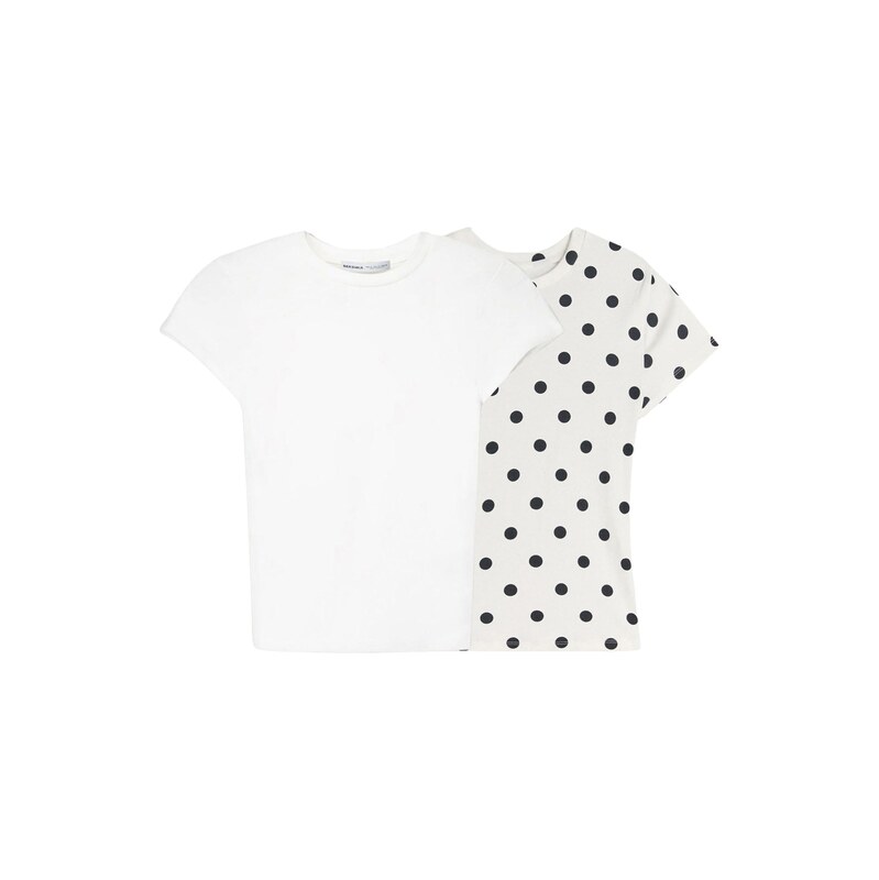 Bershka Tričko černá / bílá 115224446