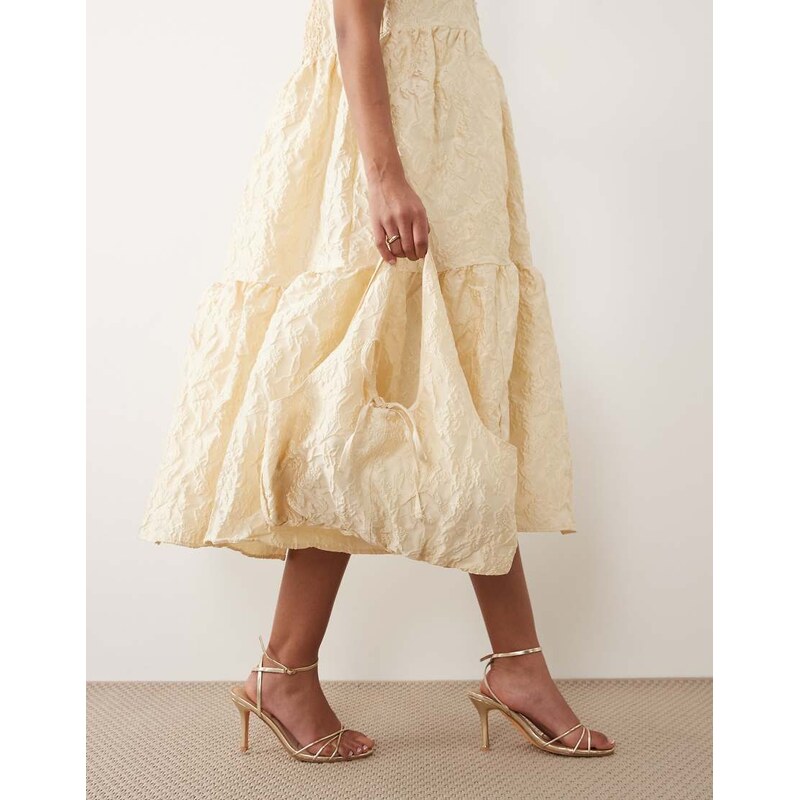 Sister Jane Yarrow Jacquard grab bag co-ord in yellow gold 115227316