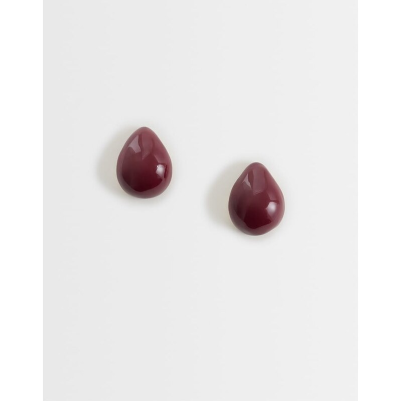 ASOS DESIGN studs earrings with teardrop design in burgundy
