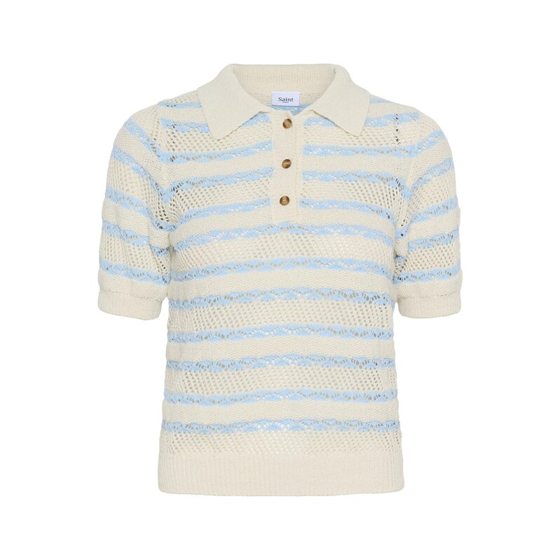 SAINT TROPEZ Svetr SZRosetta světlemodrá / offwhite