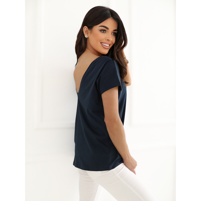 BASIC Dámské tmavě modré tričko -dark blue Tmavě modrá 52264679