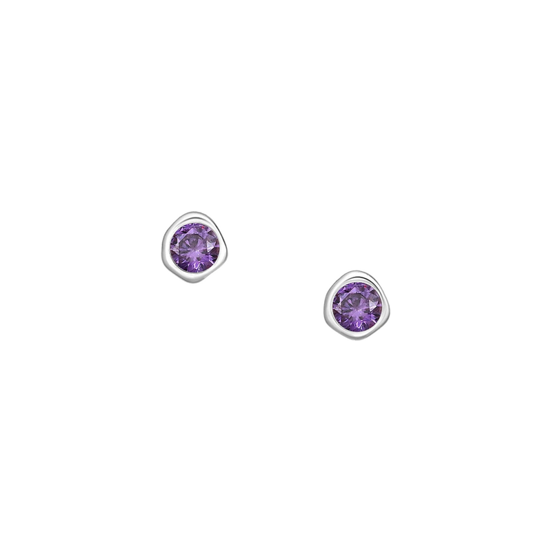 SYLVIENE Stříbrné náušnice Birthstone Únor 115231902