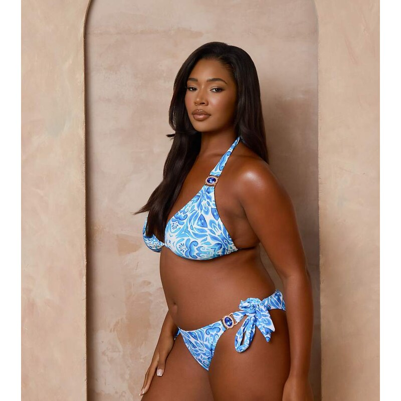 Moda Minx Curve X Alessa Tyrrell-Charles Mykonos print tieside