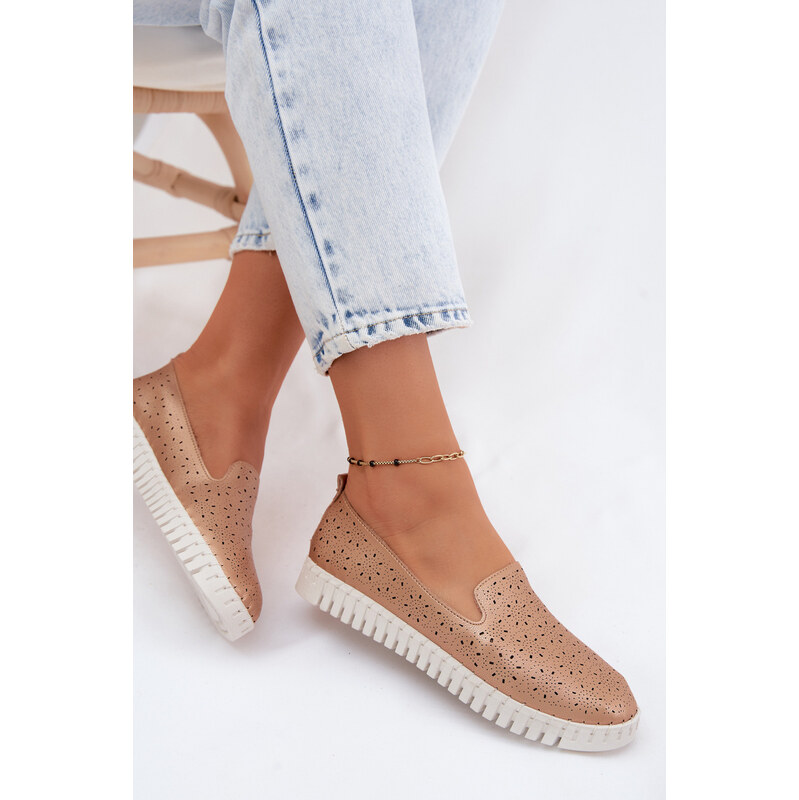 Boto Dámská perforovaná slip-on obuv Champagne