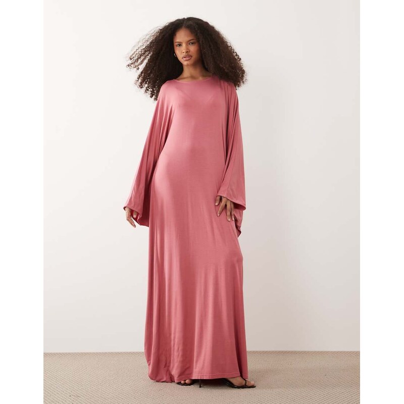 IYAL jersey dramatic wide sleeve detail kaftan maxi dress in pink 114154646