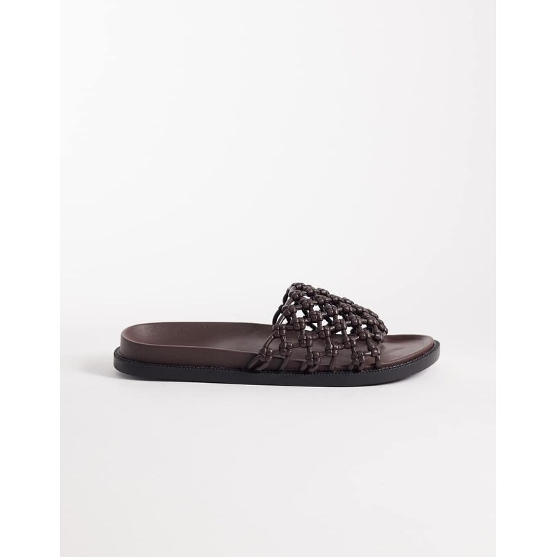 SEQWL Kidman woven sliders in brown